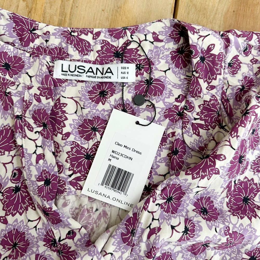 NWT Lusana Cleo Mini Dress Hana Floral Purple XS - Picture 6 of 9